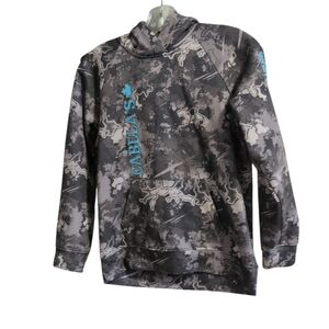 Cabela's Youth XL Fleece Hoodie Black Gray Camo Pullover Hooded Sweatshirt